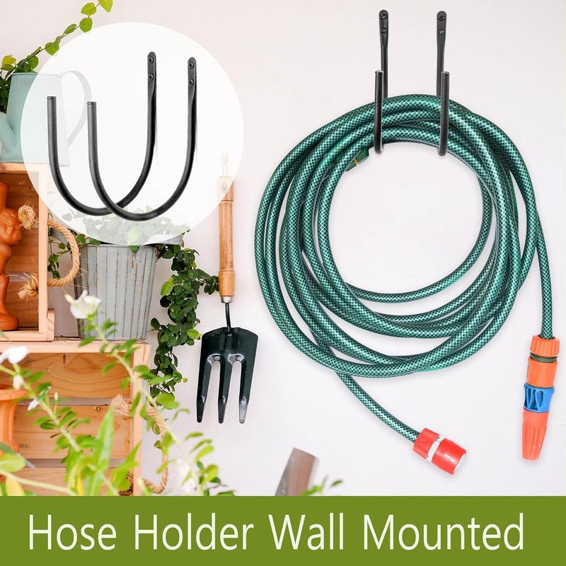 Lifyzoon Garden Hose Holders Mount: Wall Mount Hose Hangers for Outside - 2Pcs Rust-Proof Water Hose Racks Hanging Hooks for Outside Garden Expandable Hose - Image 2